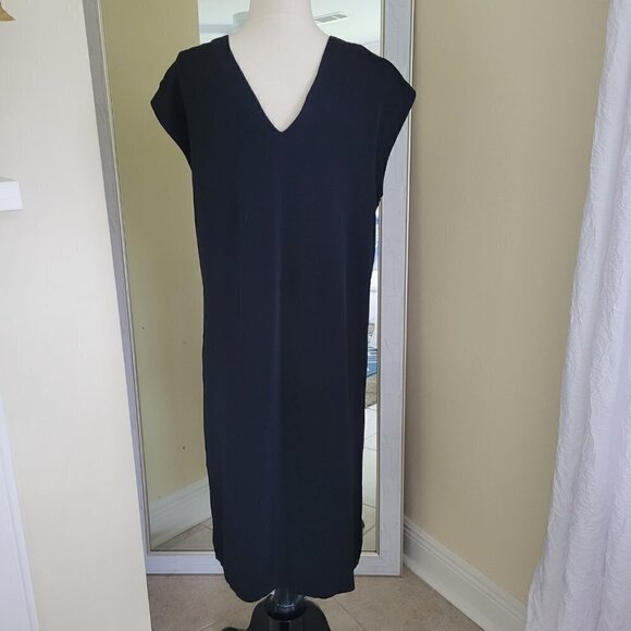Vintage Ellen Tracy Black Beaded Shift Dress Size 10 Minimalist USA - Picture 7 of 10